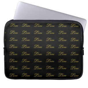 Chic Goud Schrift Witte Liefde Calligrafie Laptop Sleeve