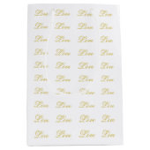 Chic Goud Schrift Witte Liefde Calligrafie Medium Cadeauzakje (Voorkant)