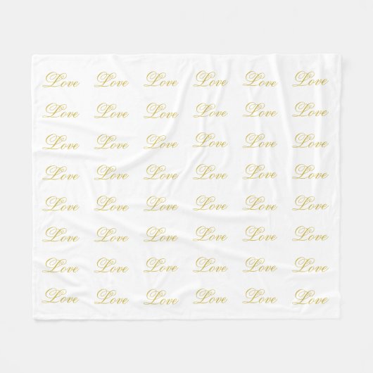 Chic Goud Schrift Witte Liefde Trouw Calligrafie Fleece Deken (Voorkant (Horizontaal))