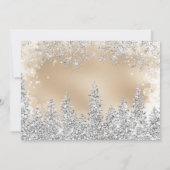 Chic goud Winter zilveren sneeuw dennen bruiloft Bedankkaart (Achterkant)