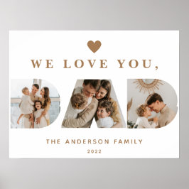 Chic Goud Wit Aangepast Drie Vader Script Foto's Poster