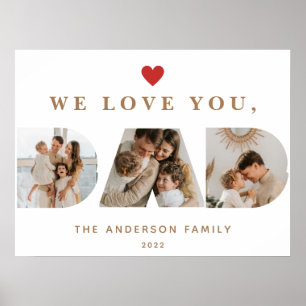 Chic Goud Wit Aangepast Drie Vader Script Foto's Poster