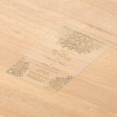 Chic goud wit elegante bloemen mandala bruiloft acryl uitnodigingen (Laagn)