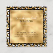 Chic Goud Wit Luipaard Print Mode Modern Vierkante Visitekaartje (Achterkant)