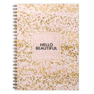 Chic Goud Wit Roze Confetti Notitieboek