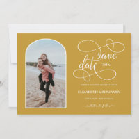 Chic Goud Witte Gebogen Frame Foto Save the Date