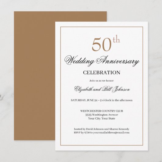 Chic Goud Zwart 50ste Huwelijksjubileum Kaart (Voorkant / Achterkant)