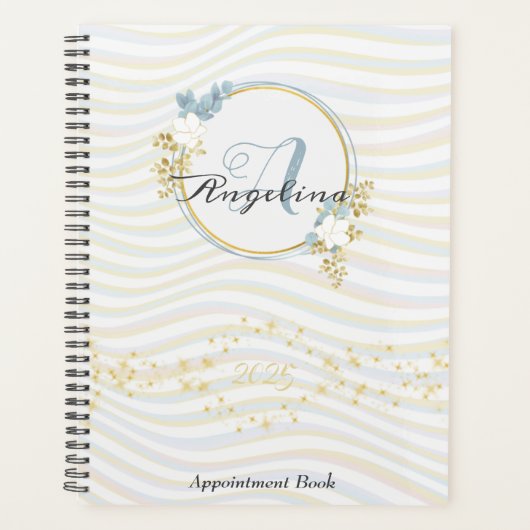 Chic Gouden Afspraak Boek 2025 Monogram Planner (Voorkant)