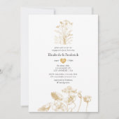 Chic Gouden Bloem Bruiloft Feest Kaart (Voorkant)