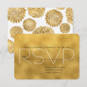 Chic Gouden Bloemen RSVP Kaartje (Voorkant / Achterkant)