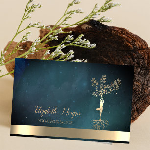 Chic Gouden Boom Vrouwen Silhouet, Yoga Visitekaartje
