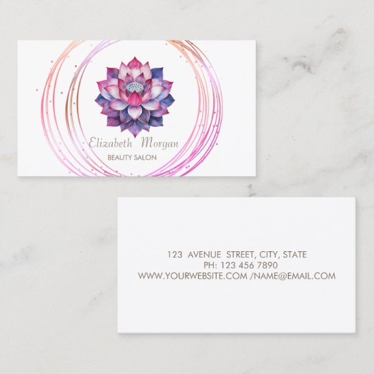 Chic gouden cirkels Violet Lotus Zen Stenen Visitekaartje (Voorkant / Achterkant)