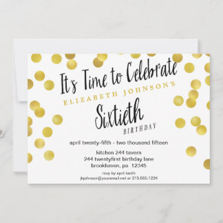 Chic gouden confetti 60ste verjaardagsfeest uitnod kaart