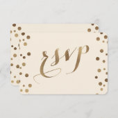 Chic Gouden Confetti Liefde Champagne Trouw RSVP (Voorkant / Achterkant)