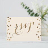 Chic Gouden Confetti Liefde Champagne Trouw RSVP (Staand voorkant)