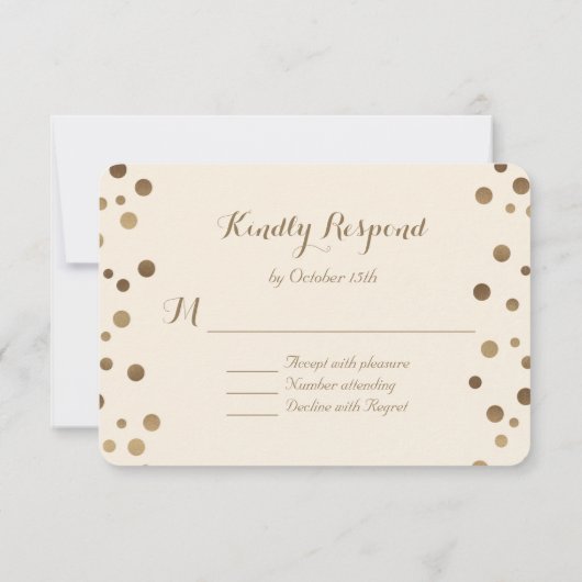 Chic Gouden Confetti Liefde Champagne Trouw RSVP (Achterkant)