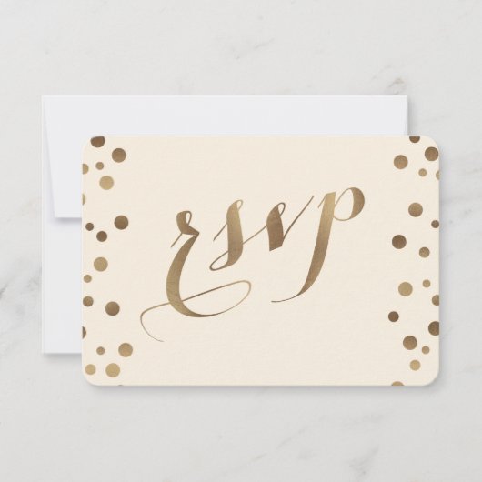 Chic Gouden Confetti Liefde Champagne Trouw RSVP (Voorkant)
