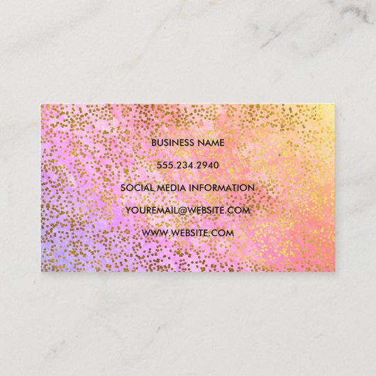 Chic Gouden Confetti Roze Paarse Mix Visitekaartje (Achterkant)