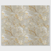 Chic gouden crème bloemmotief cadeaupapier (Vlak)