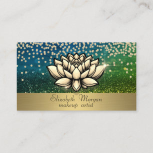 Chic Gouden Diamanten Lotus Groen Bokeh Visitekaartje