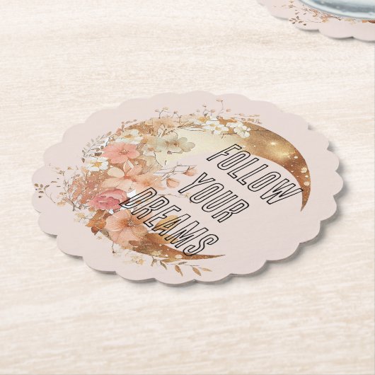 Chic gouden frame blush roze bloem bruidsdouche kartonnen onderzetters (Gekanteld)