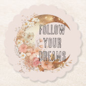 Chic gouden frame blush roze bloem bruidsdouche kartonnen onderzetters (Voorkant)