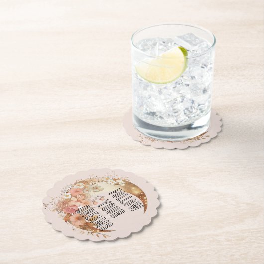 Chic gouden frame blush roze bloem bruiloft feest kartonnen onderzetters (Insitu)