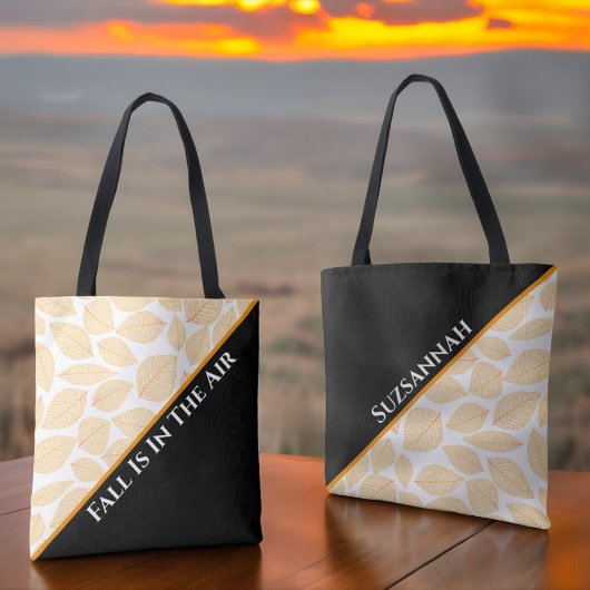 Chic Gouden Geel Bladpatroon op een Diagonaal Tote Bag