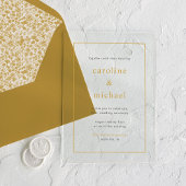 Chic Gouden Geel Modern Minimal Wedding Acryl Uitnodigingen