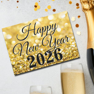 Chic Gouden Gelukkig Nieuwjaar 2026 Op Maat Feestdagenkaart