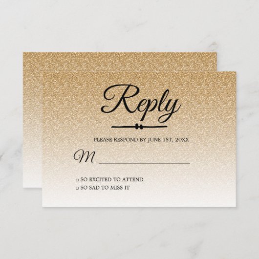 Chic gouden glans ombre Sweet 16 RSVP Kaart (Voorkant / Achterkant)