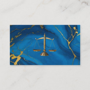 Chic gouden glitter blauw marmer advocaat visiteka visitekaartje