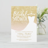 Chic gouden glitter elegante jurk Vrijgezellenfees Kaart (Staand voorkant)