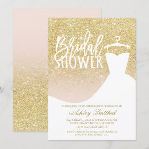 Chic gouden glitter elegante jurk Vrijgezellenfees Kaart