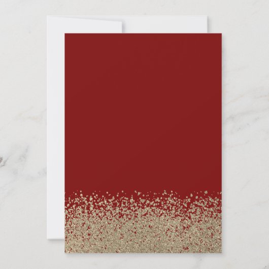 Chic Gouden Glitter Jurk, Tiara Rood Zoet Zeventie Kaart (Achterkant)