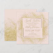 Chic gouden glitter lijst chique blush roze sweet  kaart (Voorkant / Achterkant)