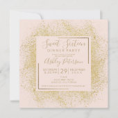 Chic gouden glitter lijst chique blush roze sweet  kaart (Voorkant)