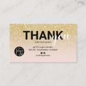 Chic gouden glitter ombre cool logo orde dank u visitekaartje (Voorkant)