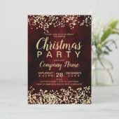Chic gouden glitter rode corporate kerstfeest kaart (Staand voorkant)