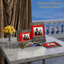 Chic Gouden Glitter & Rode Zijde 1e Verjaardagsfot