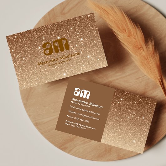 Chic Gouden Glitter Zakelijk Visitekaartje