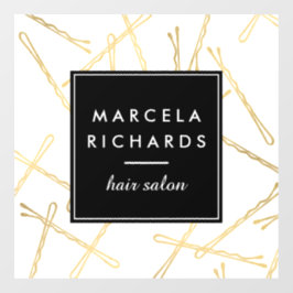 Chic Gouden Haarclips Kapperszaak Raamsticker