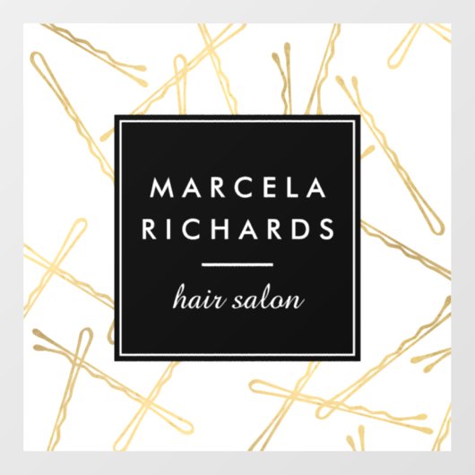 Chic Gouden Haarclips Kapperszaak Raamsticker (Vel)