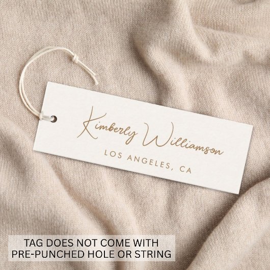 Chic gouden handtekening script crème hangtag mini visitekaartje