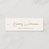 Chic Gouden Handtekening Script Crème Prijslabel Mini Visitekaartje (Voorkant)