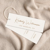 Chic Gouden Handtekening Script Crème Prijslabel Mini Visitekaartje