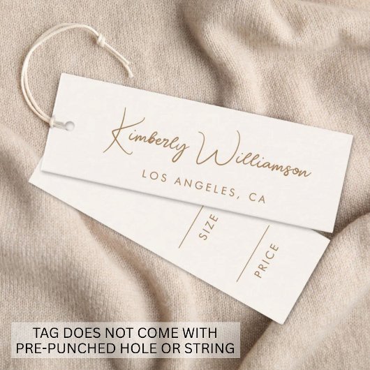 Chic Gouden Handtekening Script Crème Prijslabel Mini Visitekaartje