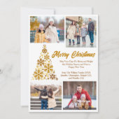 Chic Gouden Kerstboom Familie Fotocollage Feestdagenkaart (Voorkant)