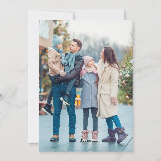 Chic Gouden Kerstboom Familie Fotocollage Feestdagenkaart (Achterkant)