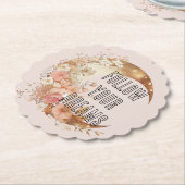Chic gouden lijst roze roze bloemen bruidsdouche kartonnen onderzetters (Gekanteld)